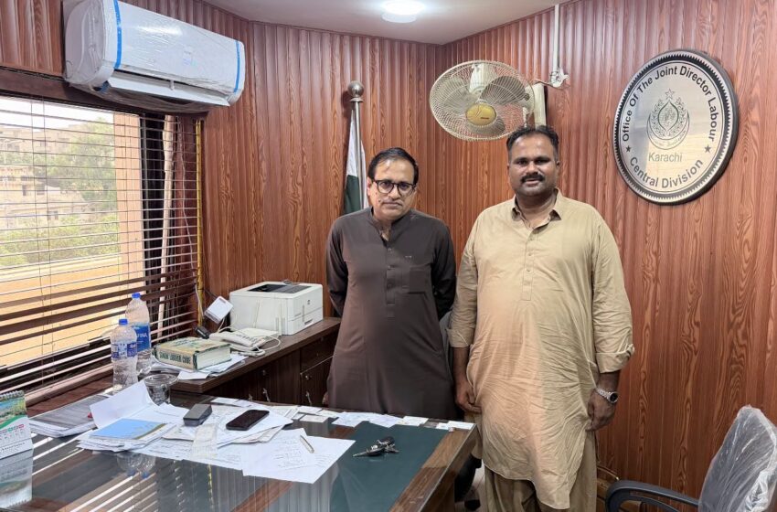  اینگرو فرٹیلائزر ڈہرکی یونین کے صدر رضوان بھٹو کی محکمہ محنت سندھ کے افسران سے ملاقات